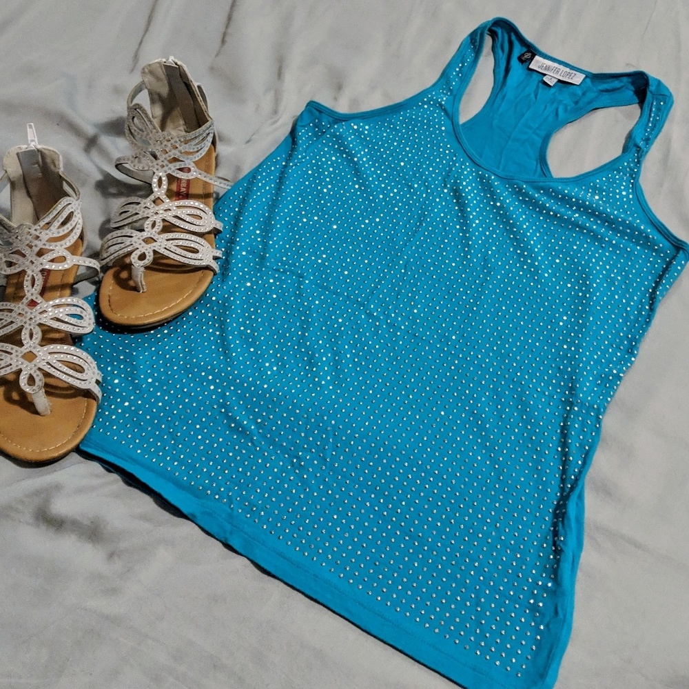 3/$20 Silver Studded Turquoise Tank